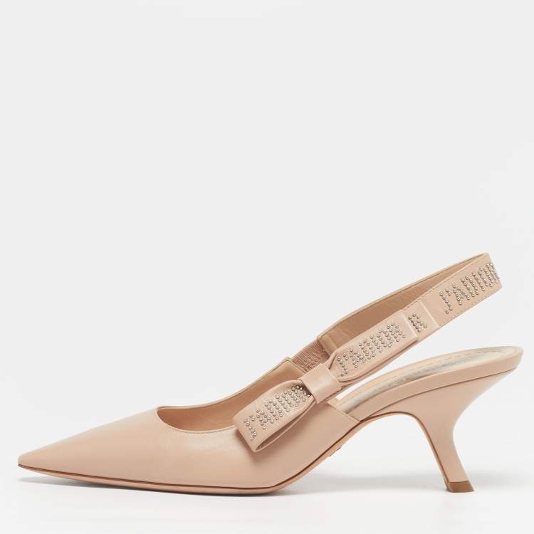 Pre Owned Dior J'Adior Size 40 Beige Leather Slingback Pumps