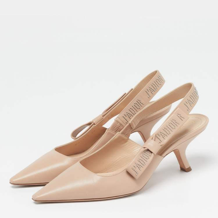 Pre Owned Dior J'Adior Size 40 Beige Leather Slingback Pumps