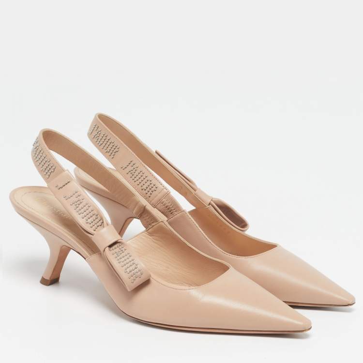 Pre Owned Dior J'Adior Size 40 Beige Leather Slingback Pumps