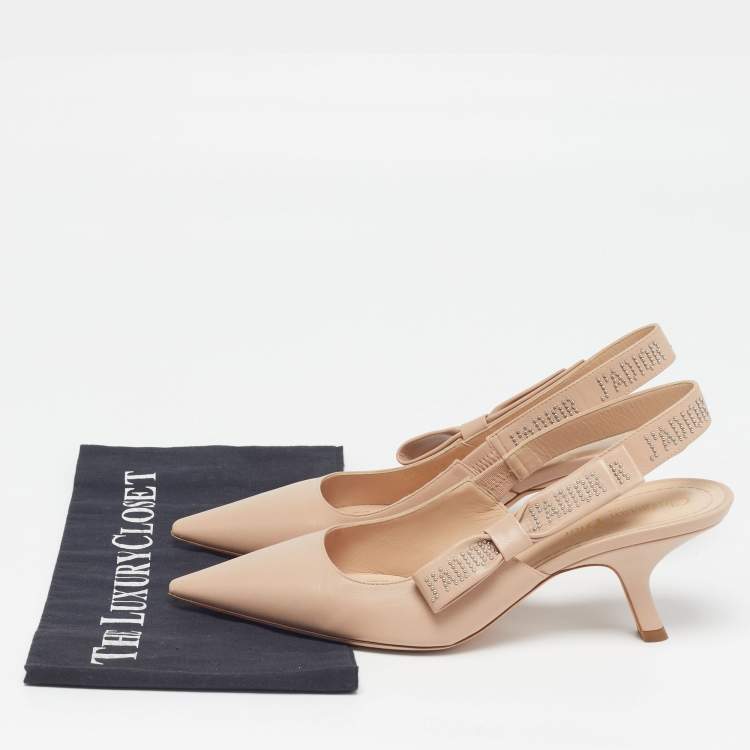 Pre Owned Dior J'Adior Size 40 Beige Leather Slingback Pumps