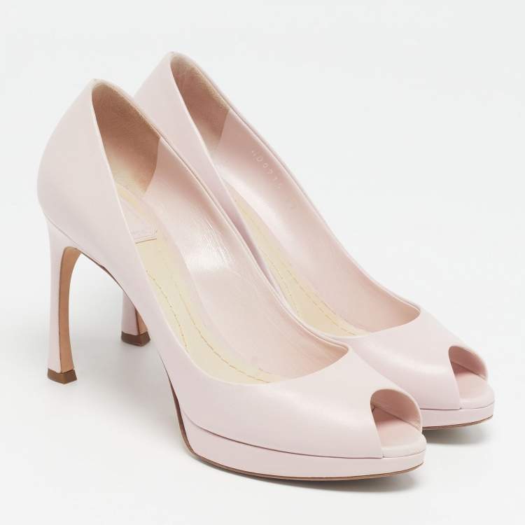 Pre Owned Dior Miss Dior Size 37 Pink Leather Platform Pumps