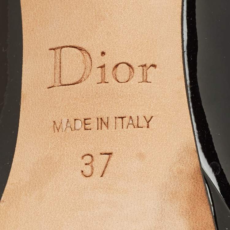 Pre Owned Dior Diorella Size 37 Black Patent Leather Peep Toe Pumps