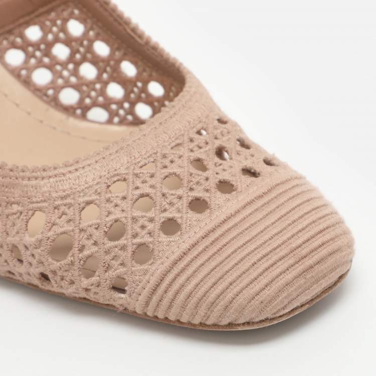 Pre Owned Dior D-moi Size 39 Beige Fabric Slingback Pumps 