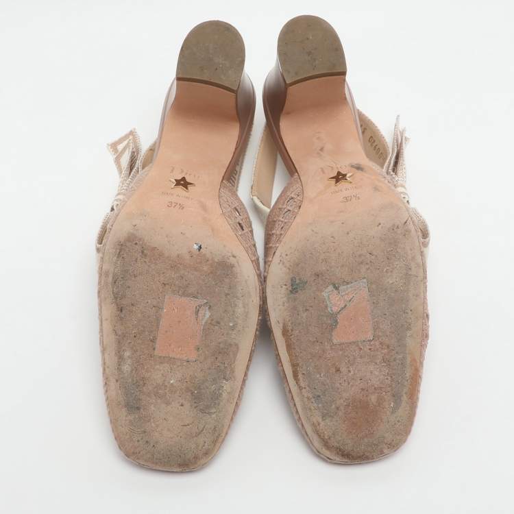 Pre Owned Dior D-moi Size 39 Beige Fabric Slingback Pumps 