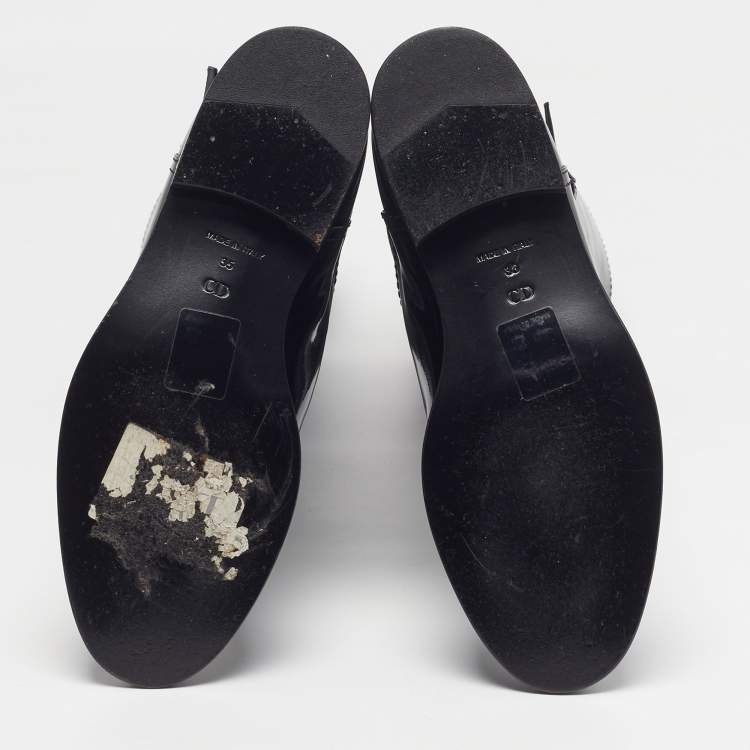 Pre Owned Dior Montaigne Size 35 Black Leather Knee Length Boots