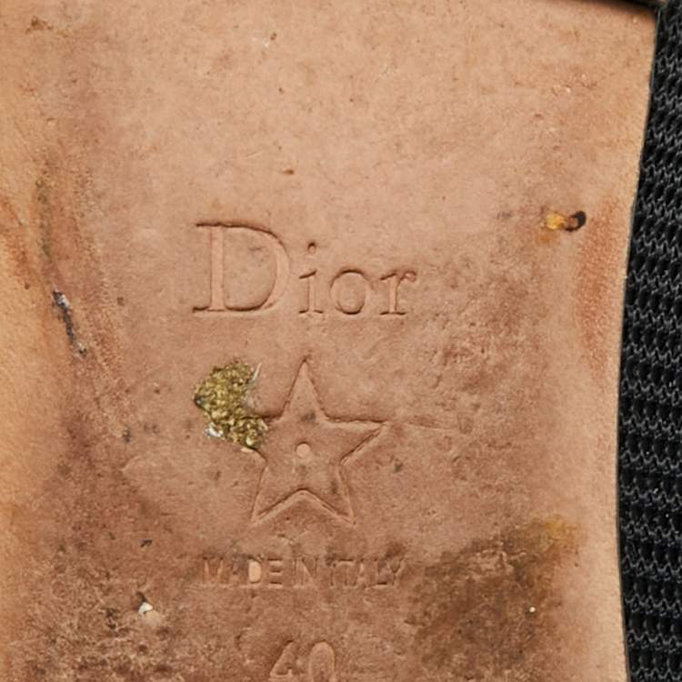 Pre Owned Dior J'Adior Size 40 Black/White Technical Fabric Ballet Flats