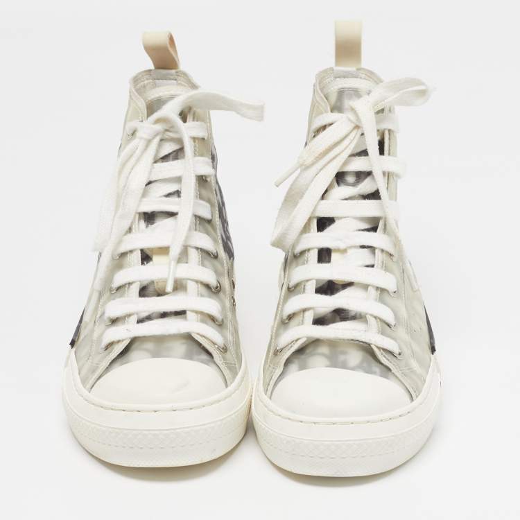 Pre Owned Dior B23 Size 38 Grey/Transperent Mesh and PVC High Top Sneakers