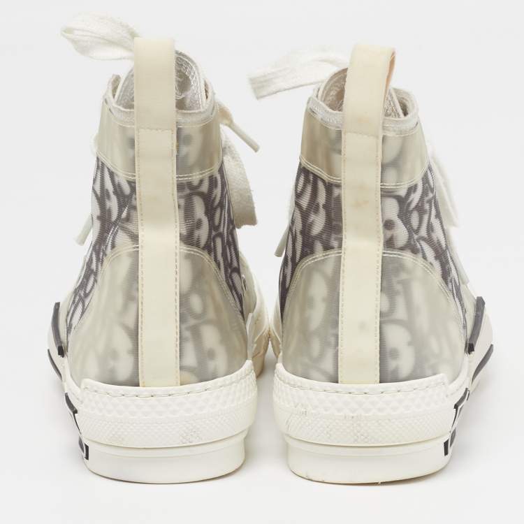 Pre Owned Dior B23 Size 38 Grey/Transperent Mesh and PVC High Top Sneakers