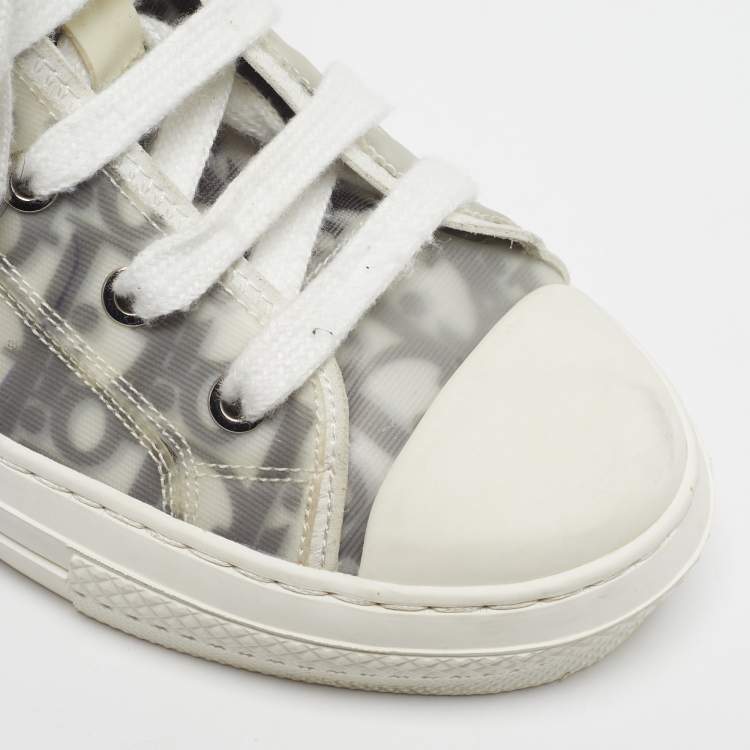 Pre Owned Dior B23 Size 38 Grey/Transperent Mesh and PVC High Top Sneakers
