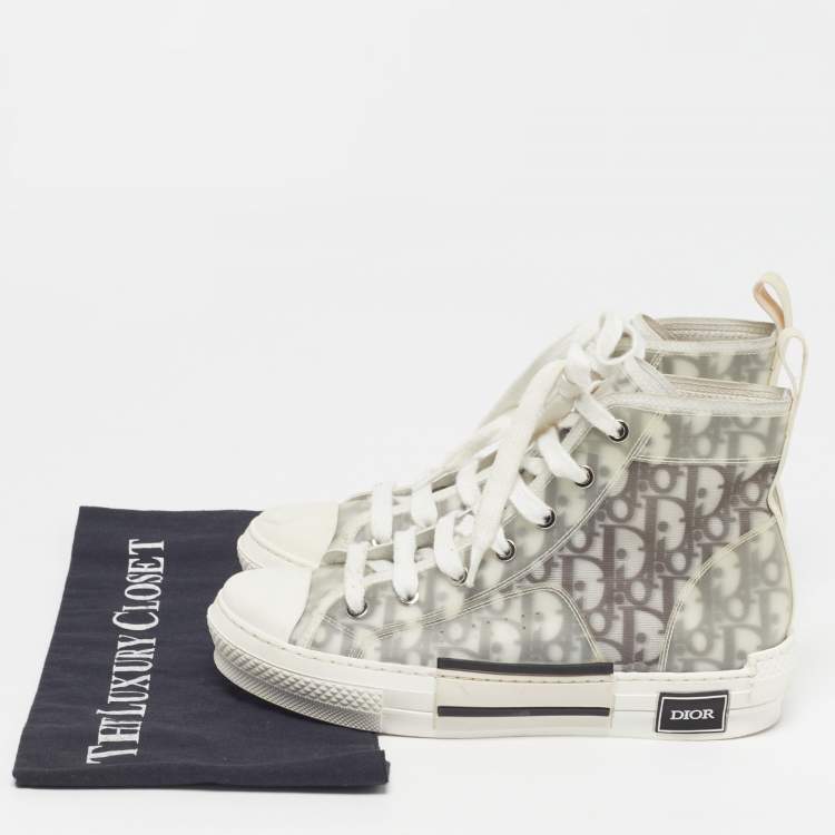 Pre Owned Dior B23 Size 38 Grey/Transperent Mesh and PVC High Top Sneakers