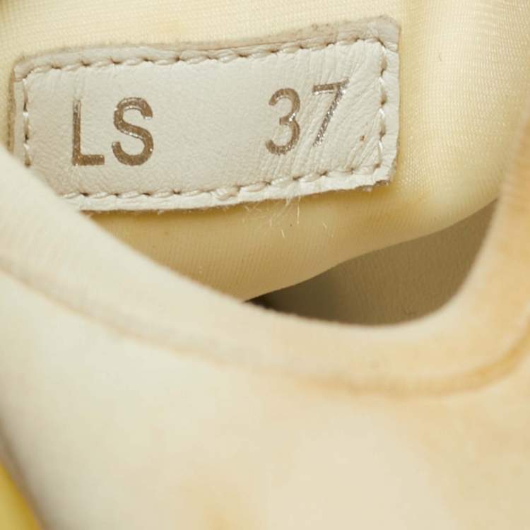 Pre Owned Dior D-Connect Size 37 Off White Fabric and PVC Lace Up Sneakers