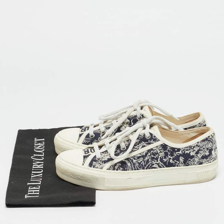 Pre Owned Dior Walk'n'Dior Size 38.5 Navy Blue Knit Fabric Low Top Sneakers