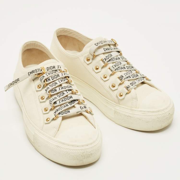 Pre Owned Dior Walk'n'Dior Size 35.5 Cream Canvas Low Top Sneakers