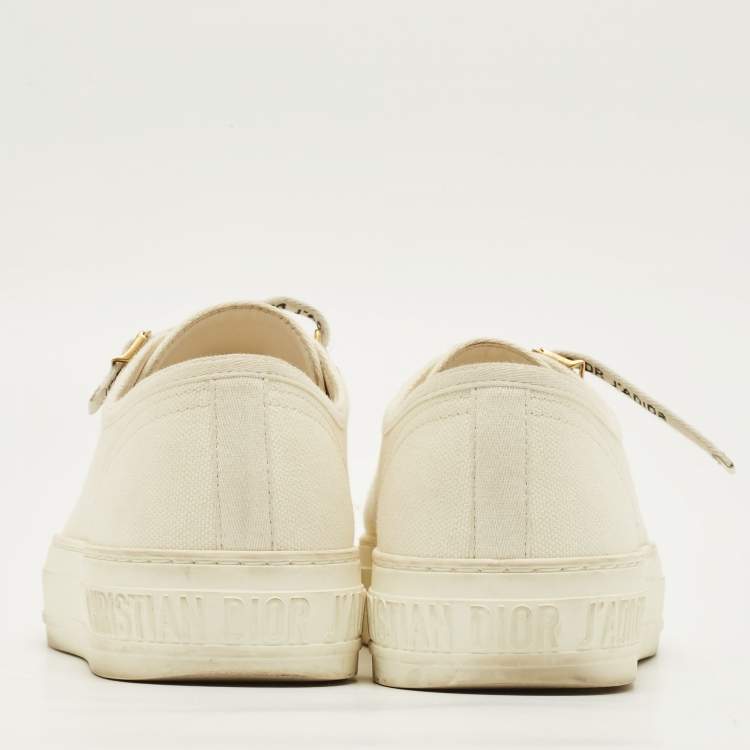 Pre Owned Dior Walk'n'Dior Size 35.5 Cream Canvas Low Top Sneakers