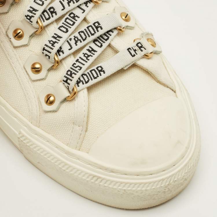 Pre Owned Dior Walk'n'Dior Size 35.5 Cream Canvas Low Top Sneakers