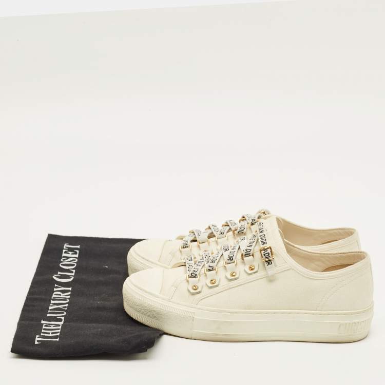 Pre Owned Dior Walk'n'Dior Size 35.5 Cream Canvas Low Top Sneakers