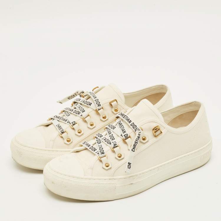 Pre Owned Dior Walk'n'Dior Size 39 White Canvas Low Top Sneakers