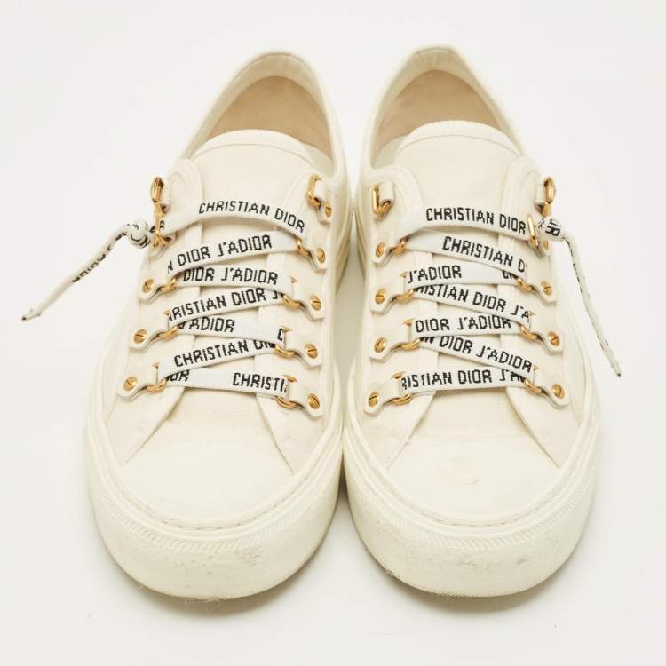Pre Owned Dior Walk'n'Dior Size 39 White Canvas Low Top Sneakers