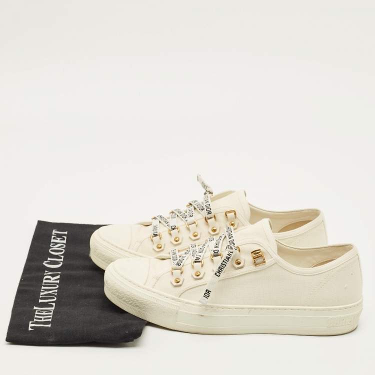 Pre Owned Dior Walk'n'Dior Size 39 White Canvas Low Top Sneakers