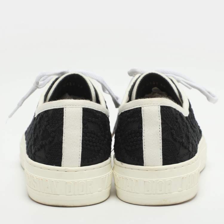 Pre Owned Dior Walk'n'Dior Size 38 Black/White Lace and Mesh Low Top Sneakers