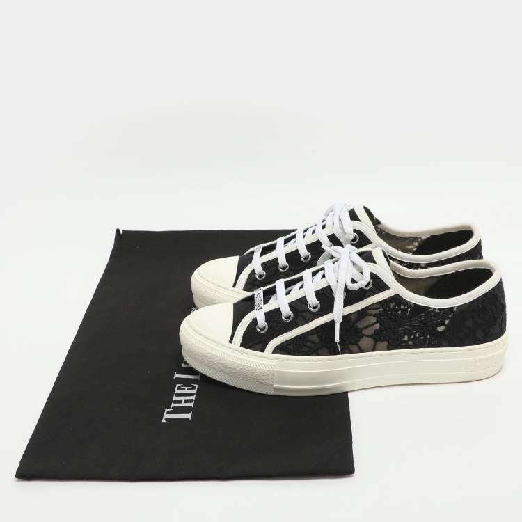 Pre Owned Dior Walk'n'Dior Size 38 Black/White Lace and Mesh Low Top Sneakers
