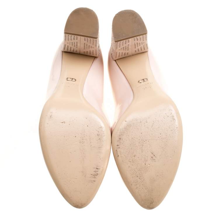 Pre Owned Dior Blush Pink Patent Leather and Suede Block Heel Pumps Size 39.5