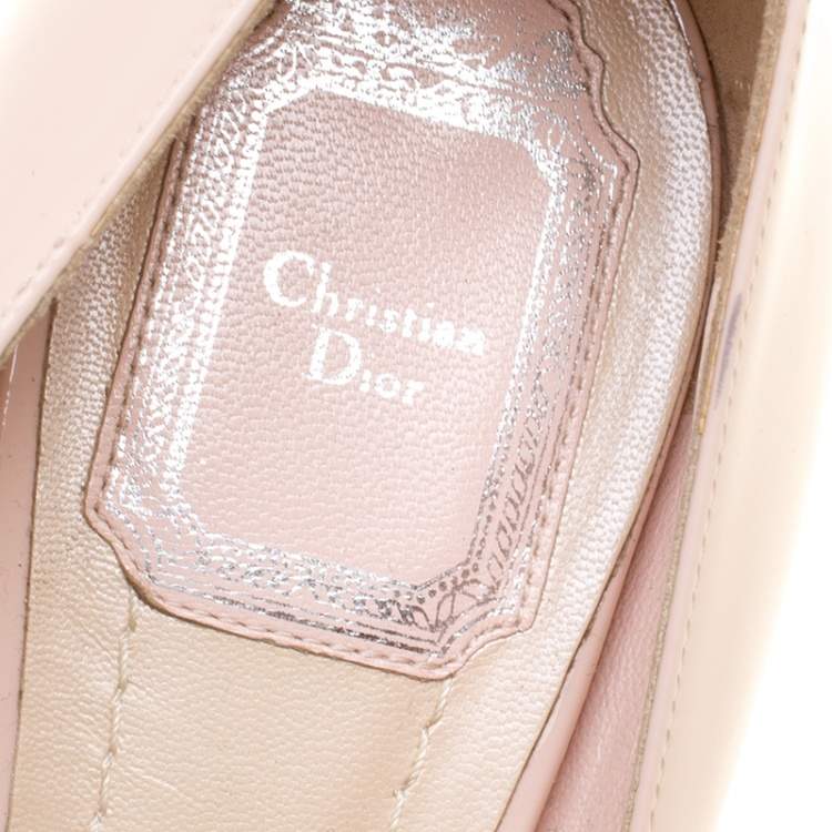 Pre Owned Dior Blush Pink Patent Leather and Suede Block Heel Pumps Size 39.5