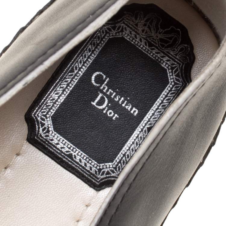 Pre Owned Dior Black Laser Cut Floral Embellished Leather Flore Espadrilles Size 39