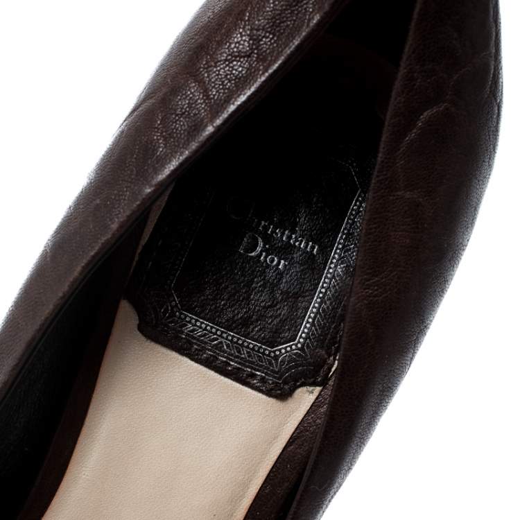 Pre Owned Dior Brown Leather Platform Pumps Size 36