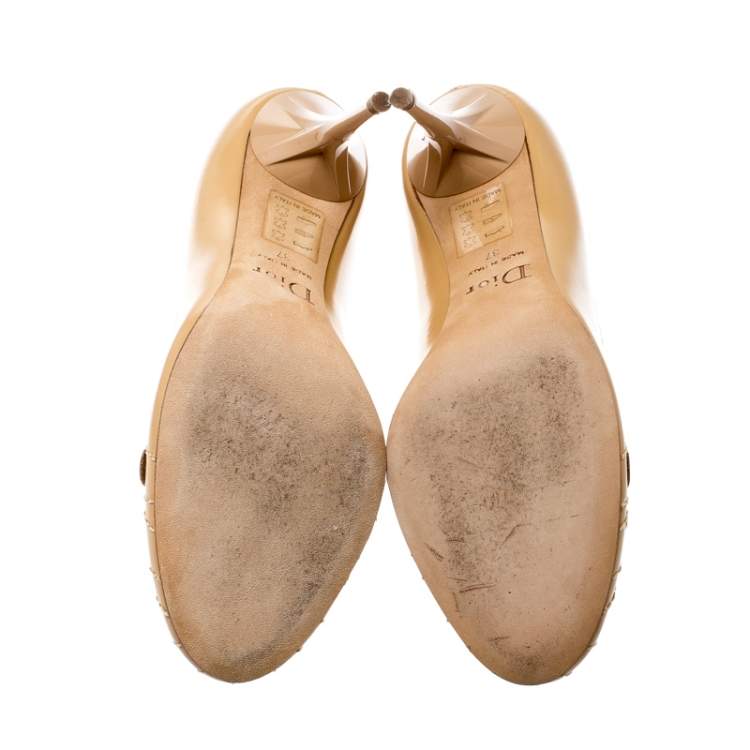 Pre Owned Dior Beige Leather Serpent Pumps Size 37