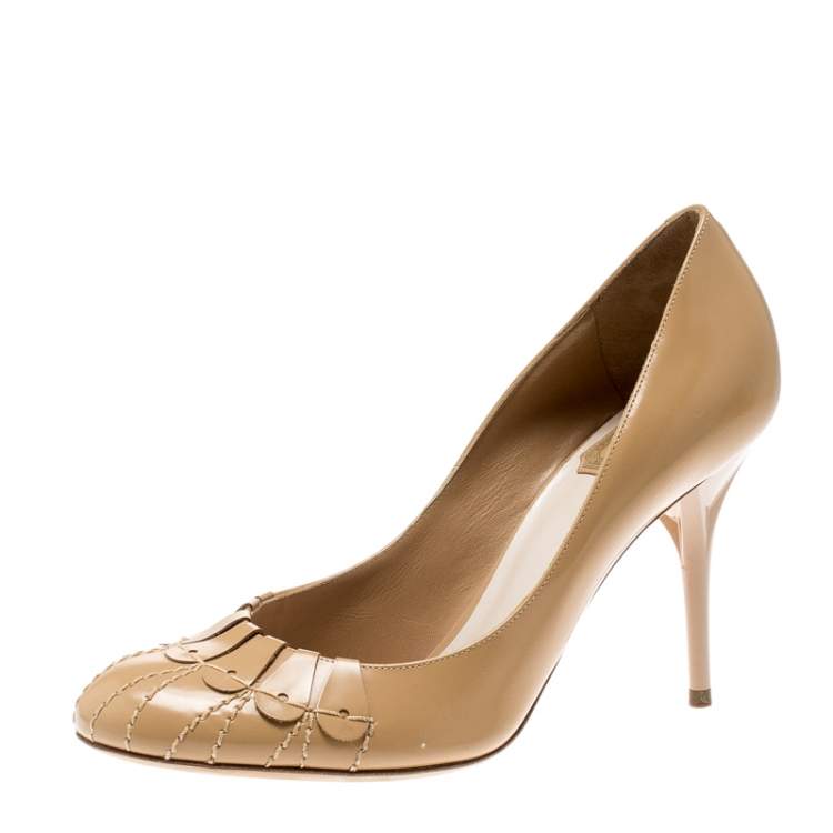 Pre Owned Dior Beige Leather Serpent Pumps Size 37