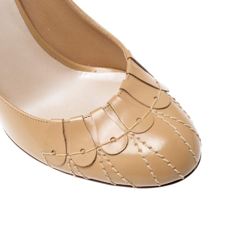 Pre Owned Dior Beige Leather Serpent Pumps Size 37