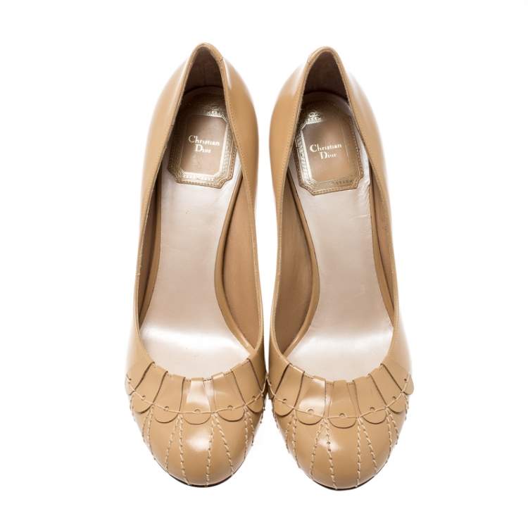 Pre Owned Dior Beige Leather Serpent Pumps Size 37