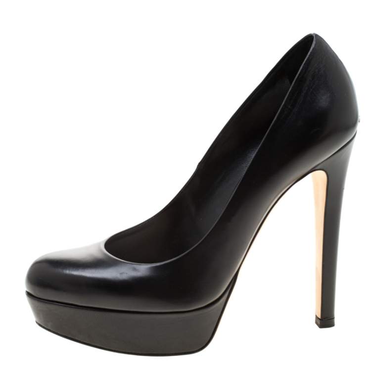 Pre Owned Dior Black Leather Platform Pumps Size 37