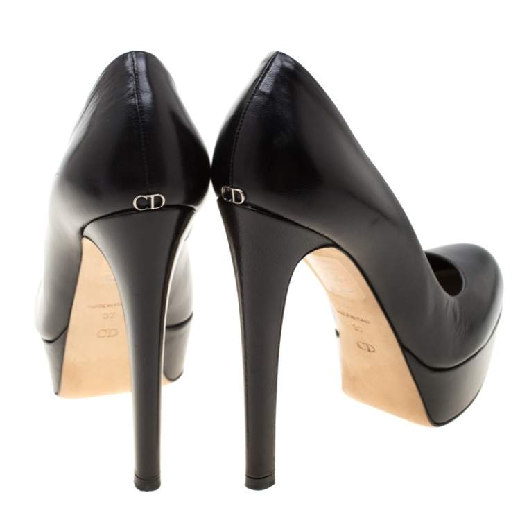 Pre Owned Dior Black Leather Platform Pumps Size 37