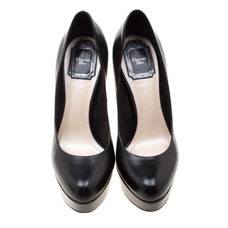 Pre Owned Dior Black Leather Platform Pumps Size 37