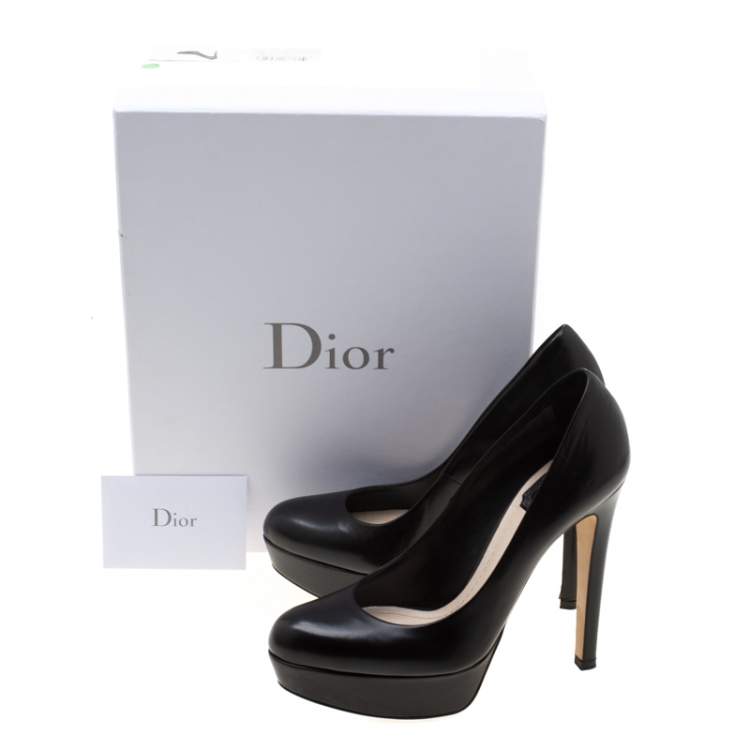 Pre Owned Dior Black Leather Platform Pumps Size 37