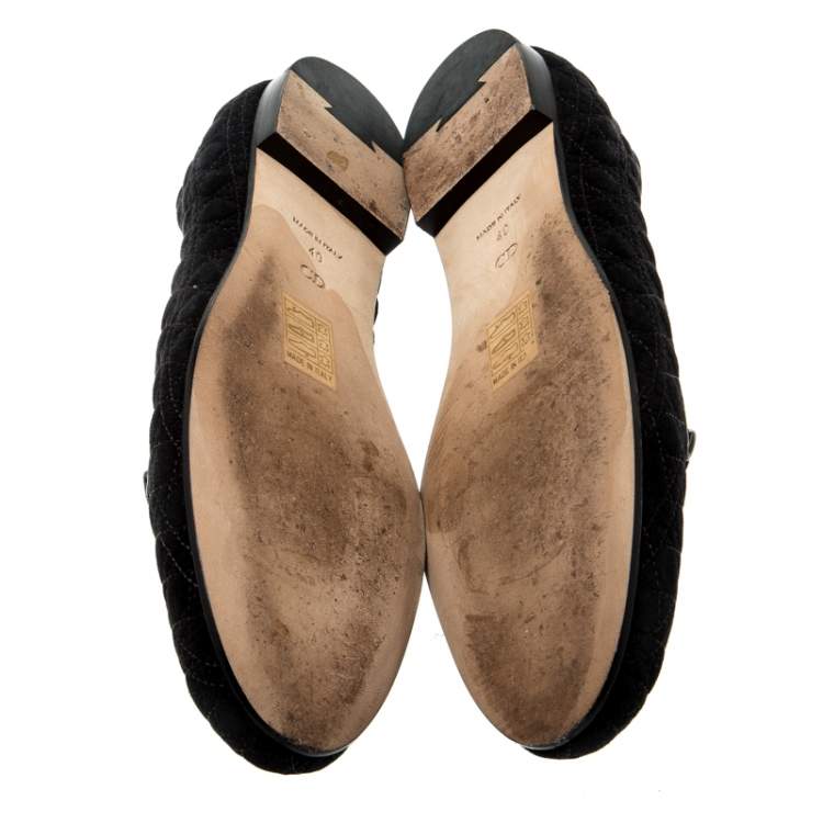Pre Owned Dior Black Suede Cannage Smoking Slippers Size 40