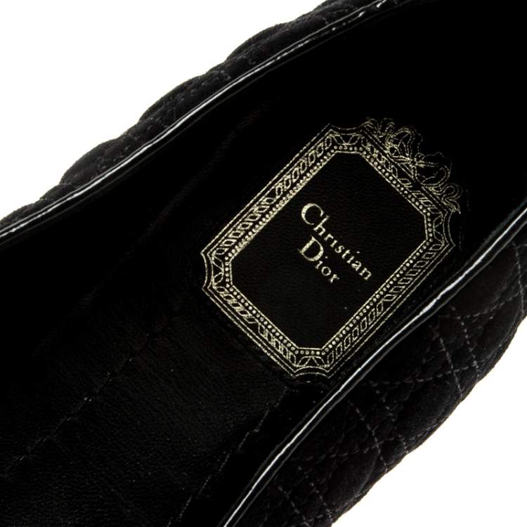 Pre Owned Dior Black Suede Cannage Smoking Slippers Size 40