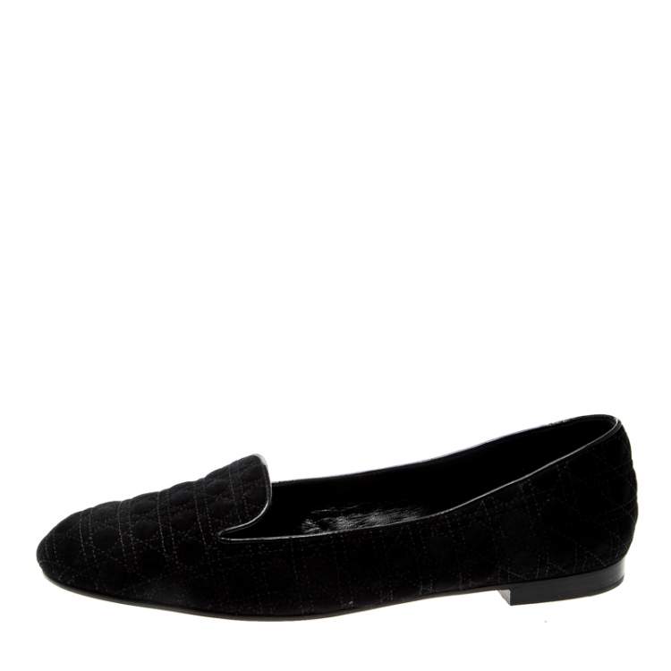 Pre Owned Dior Black Suede Cannage Smoking Slippers Size 40