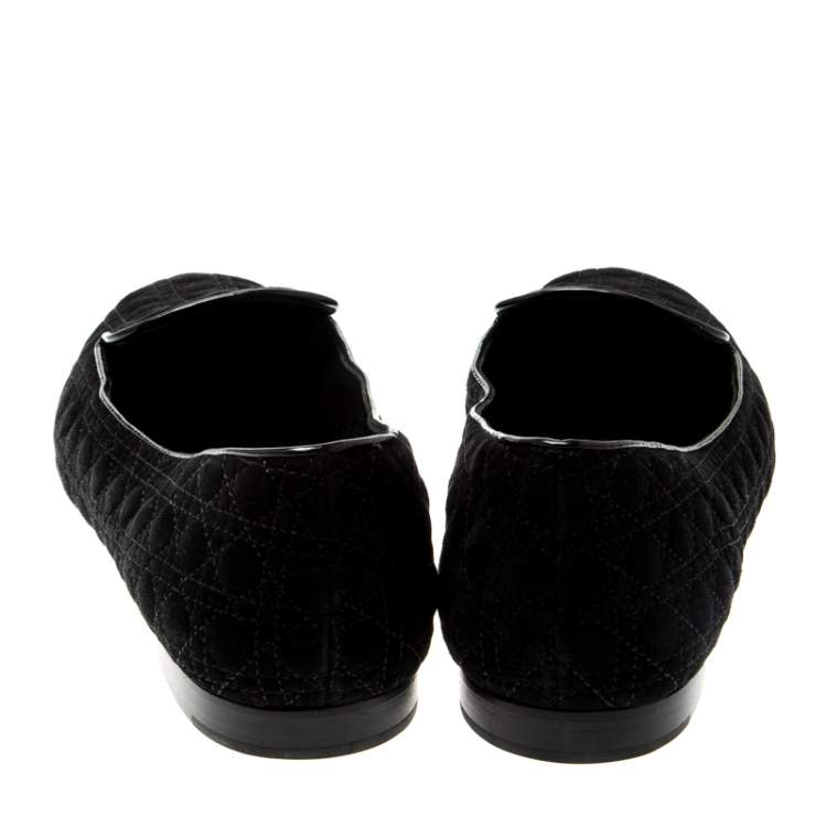 Pre Owned Dior Black Suede Cannage Smoking Slippers Size 40
