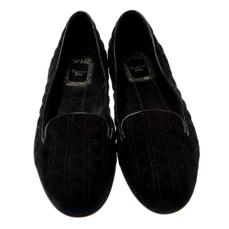 Pre Owned Dior Black Suede Cannage Smoking Slippers Size 40