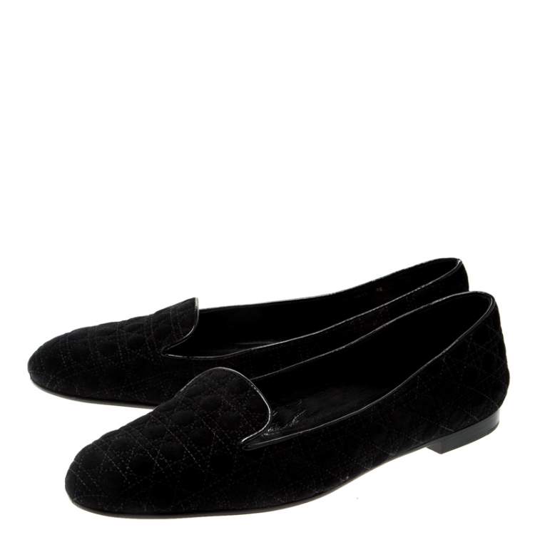 Pre Owned Dior Black Suede Cannage Smoking Slippers Size 40