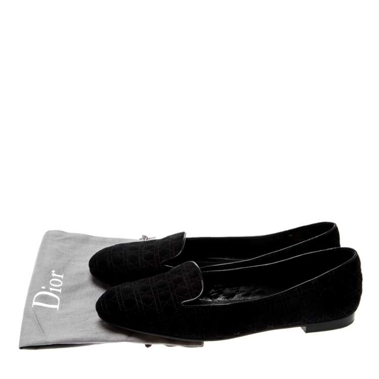 Pre Owned Dior Black Suede Cannage Smoking Slippers Size 40