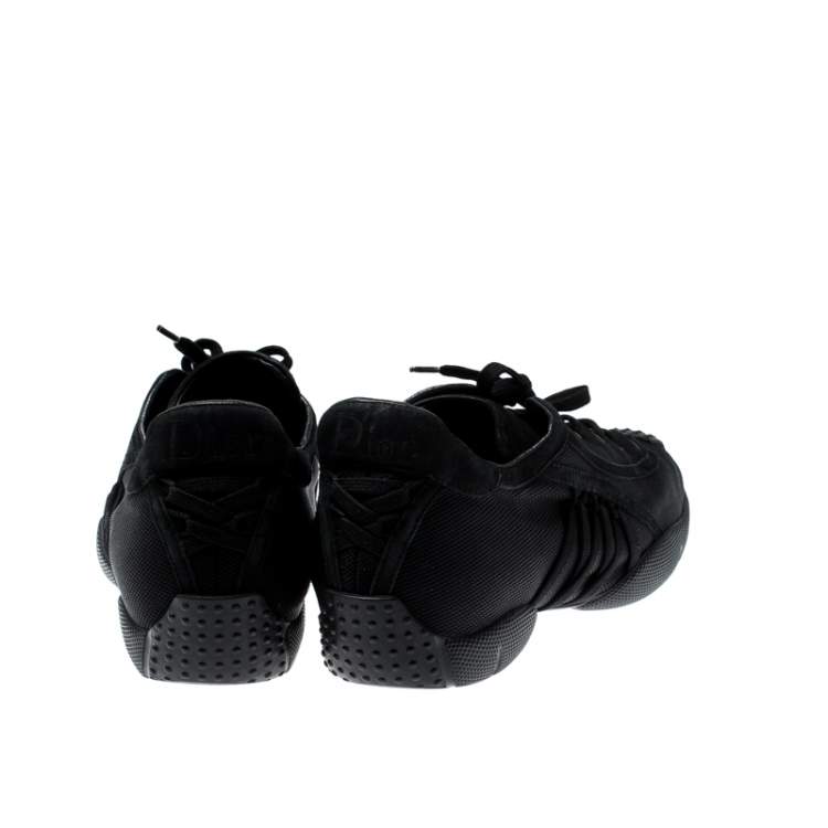 Pre Owned Dior Black Suede And Nylon Lace Up Sneakers Size 40.5