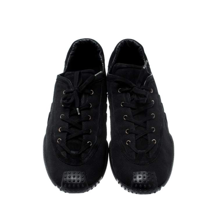 Pre Owned Dior Black Suede And Nylon Lace Up Sneakers Size 40.5