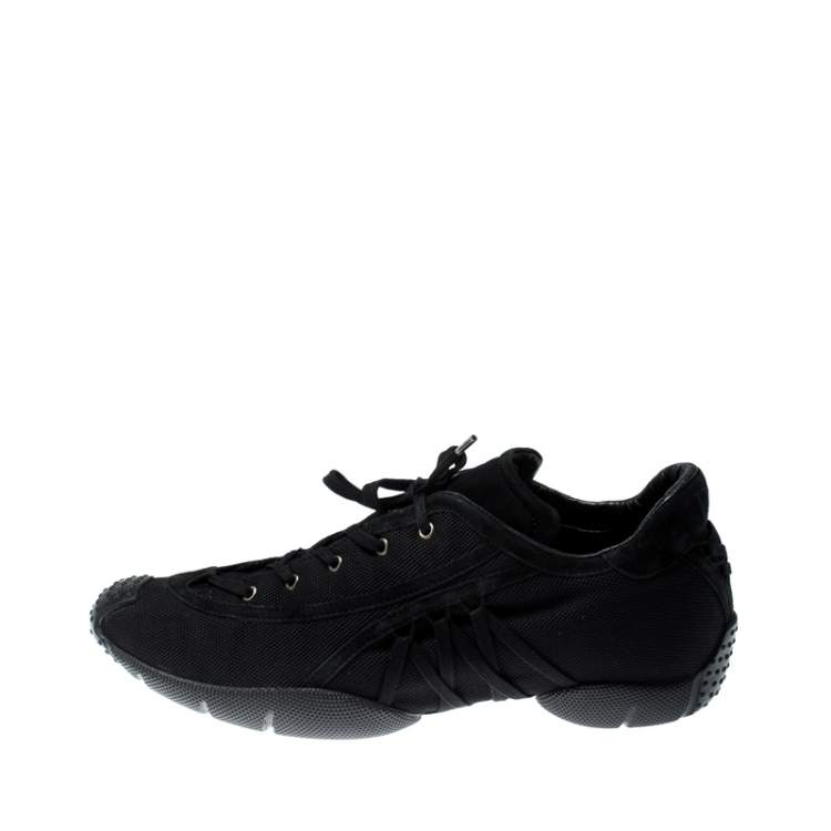 Pre Owned Dior Black Suede And Nylon Lace Up Sneakers Size 40.5