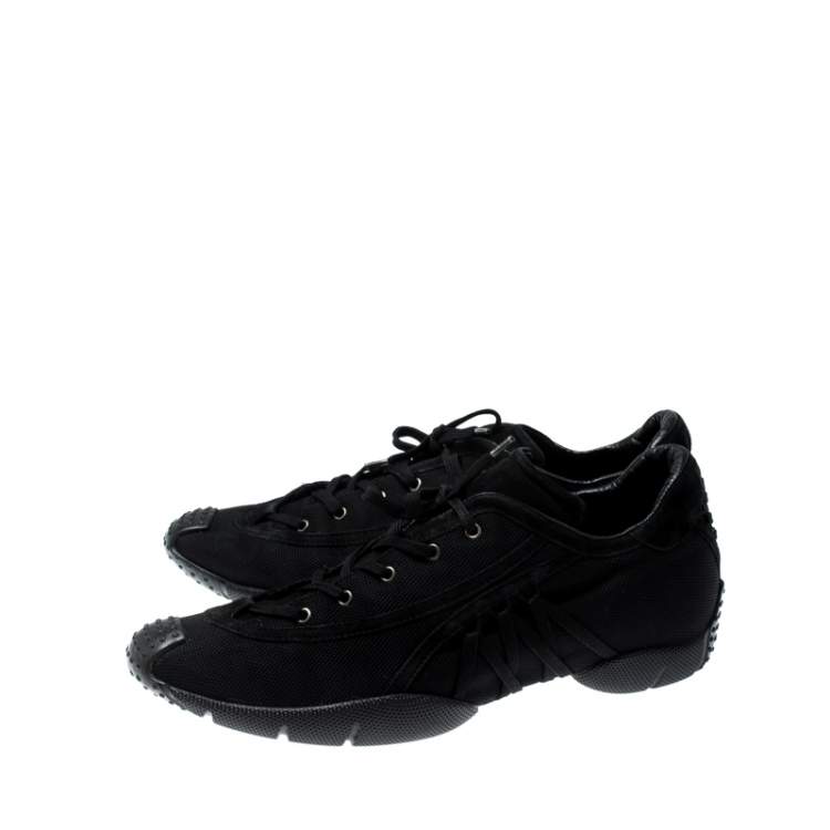 Pre Owned Dior Black Suede And Nylon Lace Up Sneakers Size 40.5