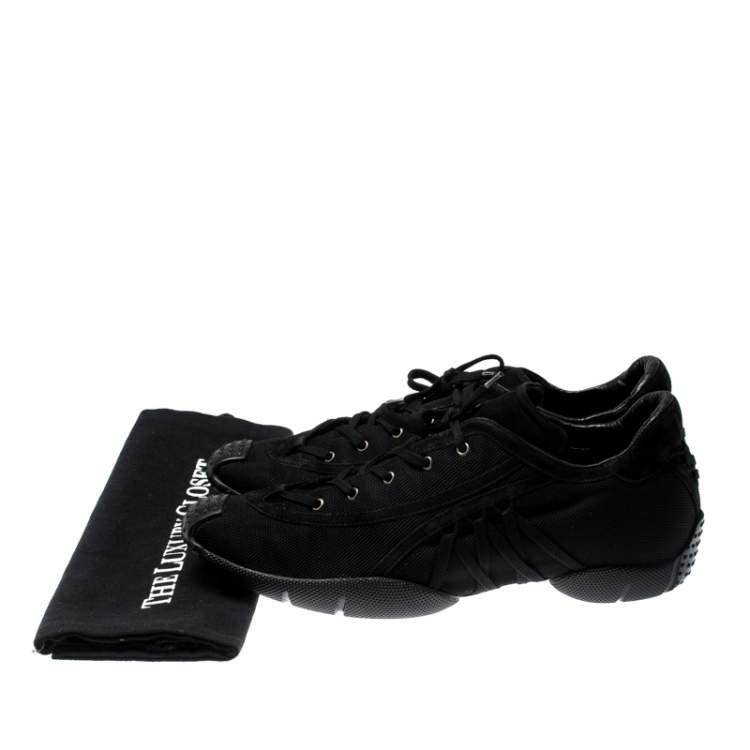Pre Owned Dior Black Suede And Nylon Lace Up Sneakers Size 40.5