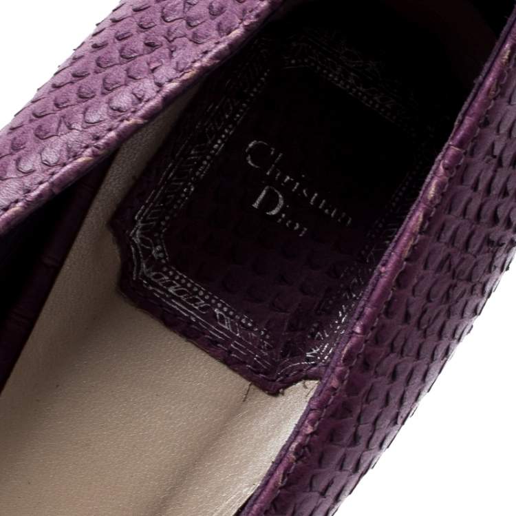 Pre Owned Dior Purple Python Miss Dior Peep Toe Platform Pumps Size 37.5